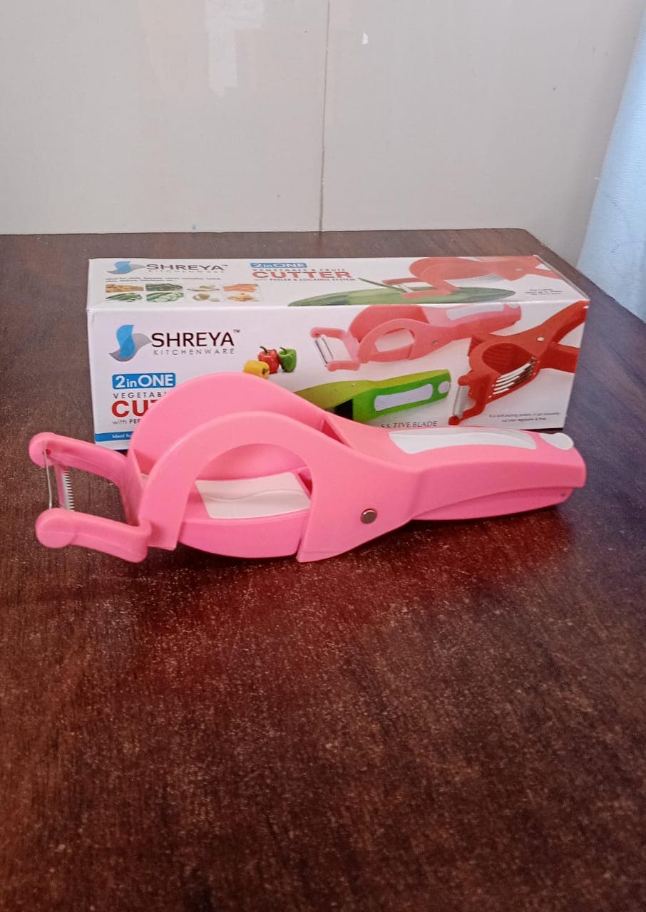 Plastic 2 in 1 Vegetable & Fruit Multi Cutter 5 Blade Vegetable Cutter with Peeler (1 Pc / Multicolor) thumbnail 7