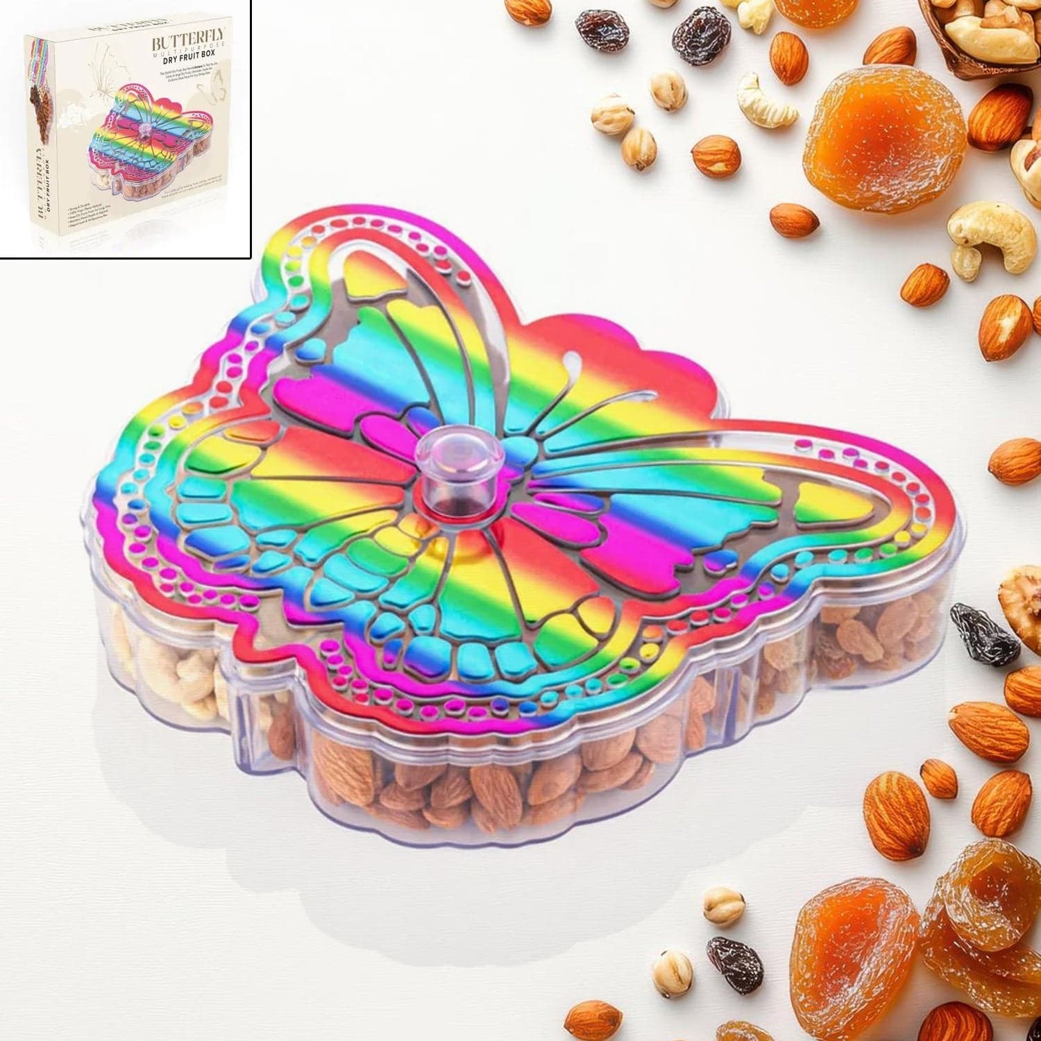 Butterfly Shape 4 Compartment Multipurpose Box | Dry Fruit Box (1 Pc) thumbnail 1