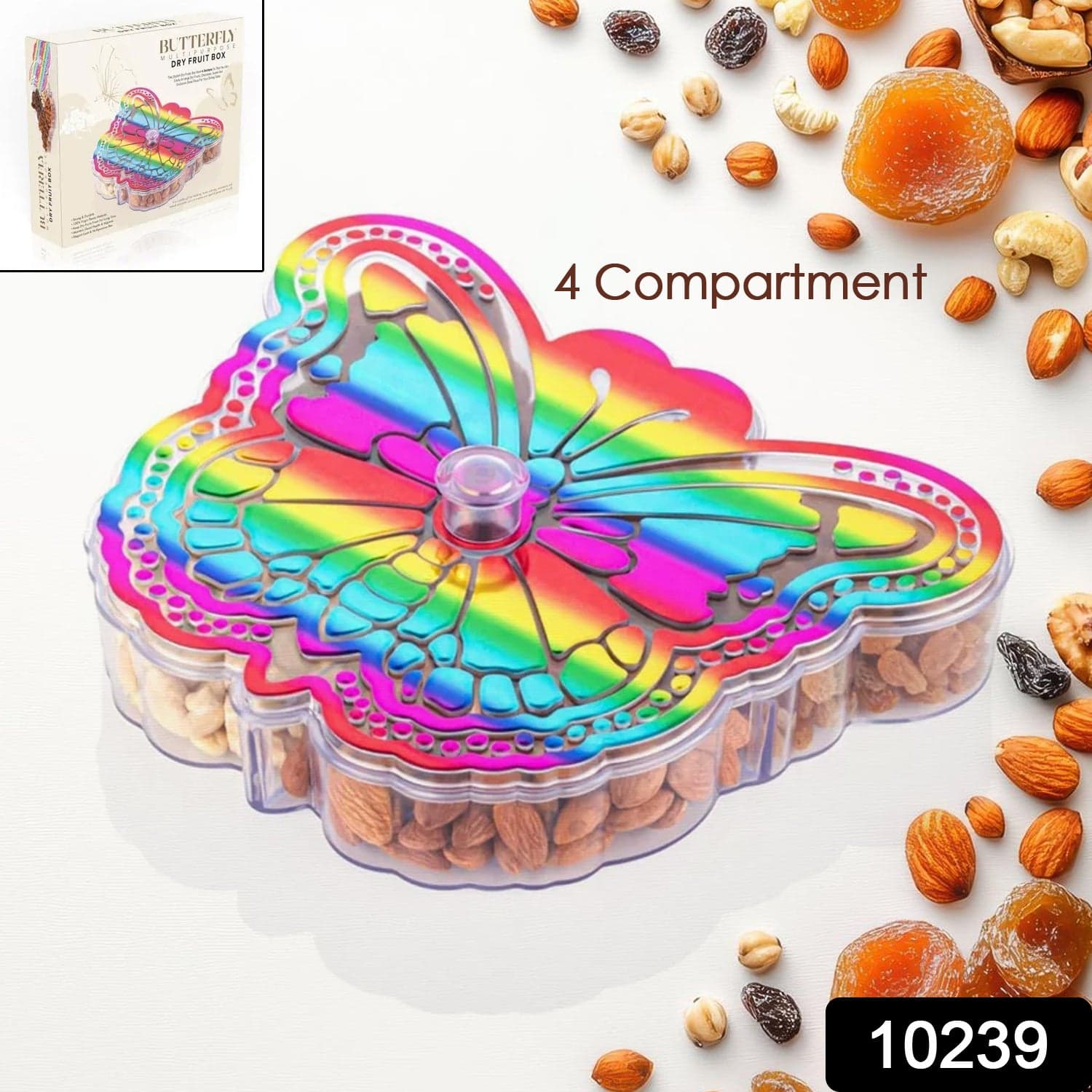 Butterfly Shape 4 Compartment Multipurpose Box | Dry Fruit Box (1 Pc) thumbnail 2