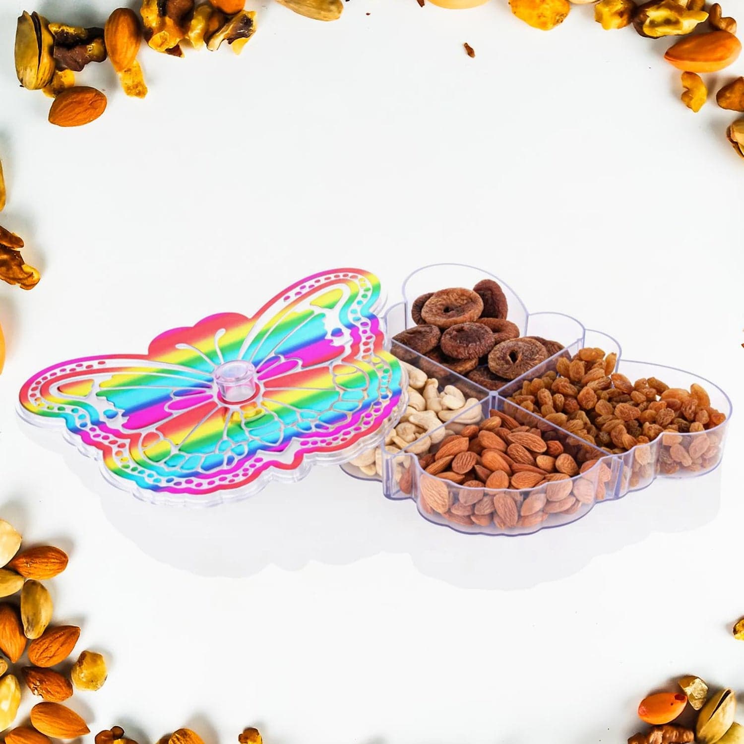 Butterfly Shape 4 Compartment Multipurpose Box | Dry Fruit Box (1 Pc) thumbnail 3