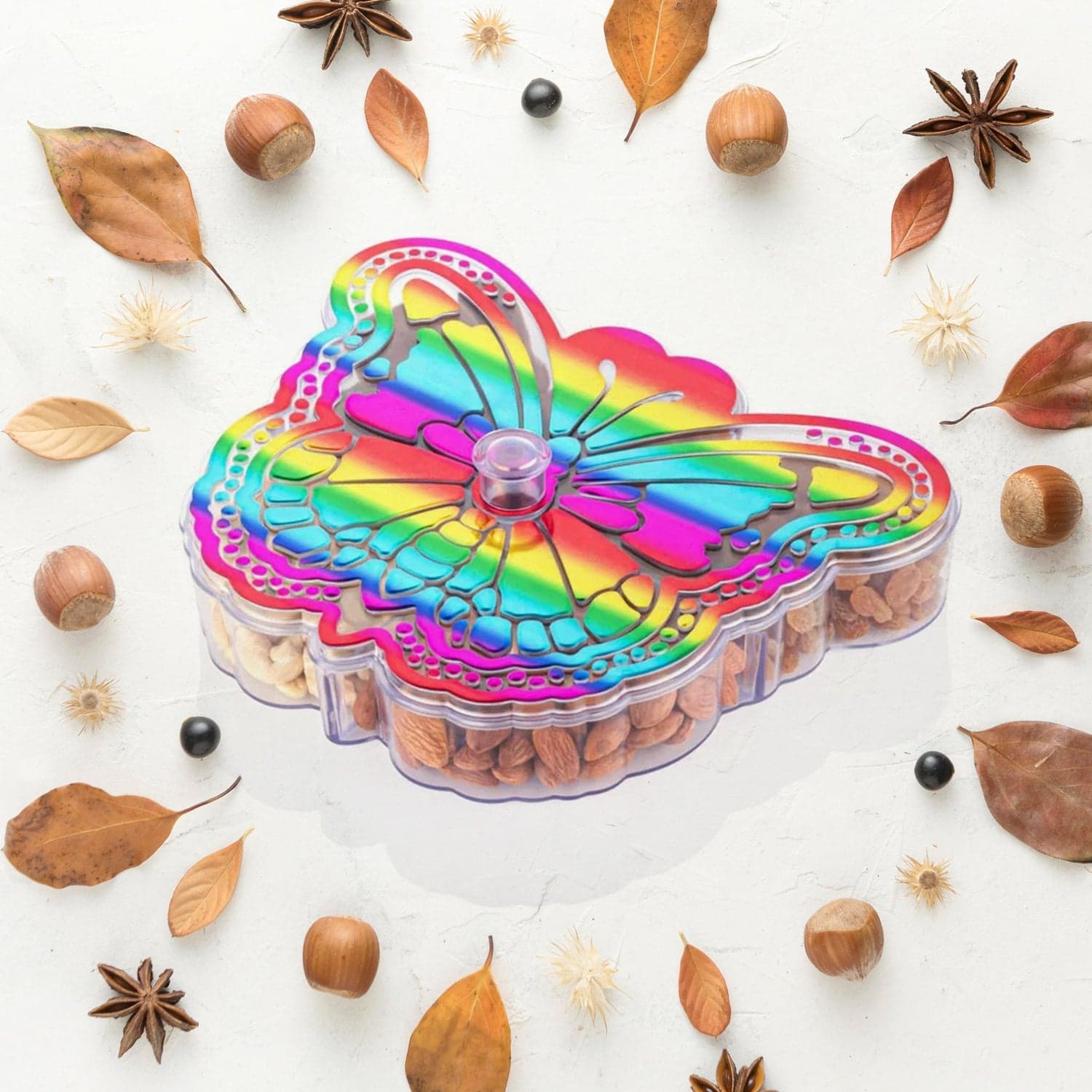 Butterfly Shape 4 Compartment Multipurpose Box | Dry Fruit Box (1 Pc) thumbnail 4