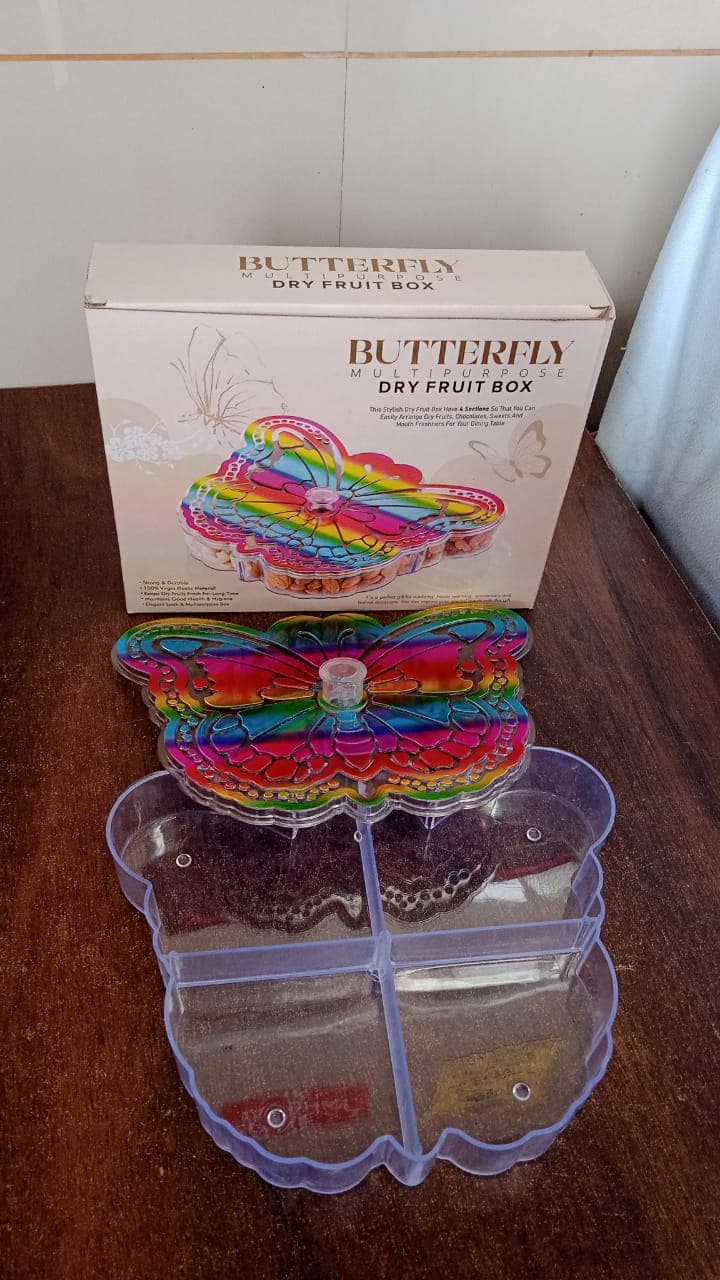 Butterfly Shape 4 Compartment Multipurpose Box | Dry Fruit Box (1 Pc) thumbnail 6