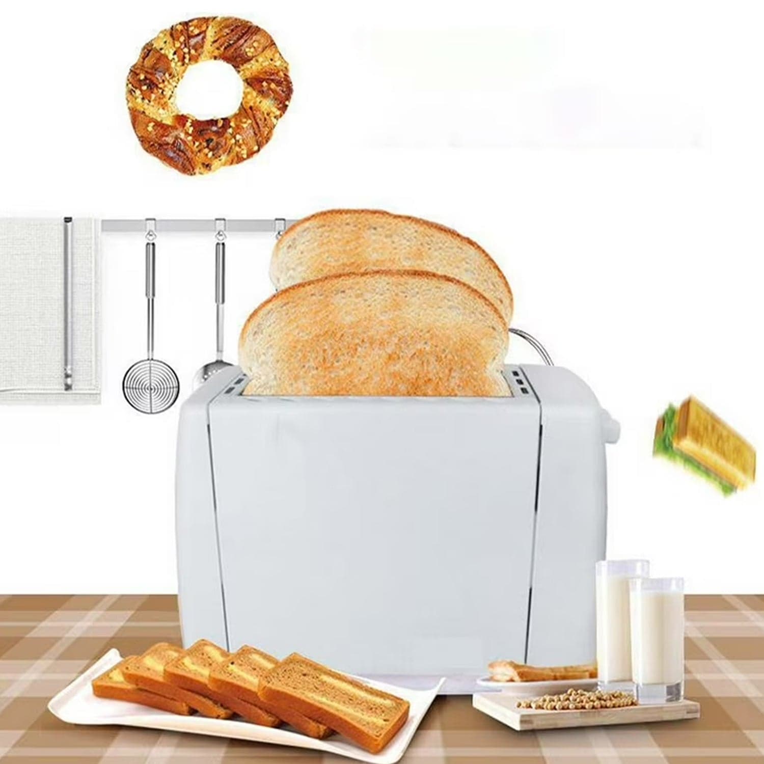 Electric Toaster Machine, Multifunctional Automatic Bread Machine (650 Watt / 1 Pc) thumbnail 8