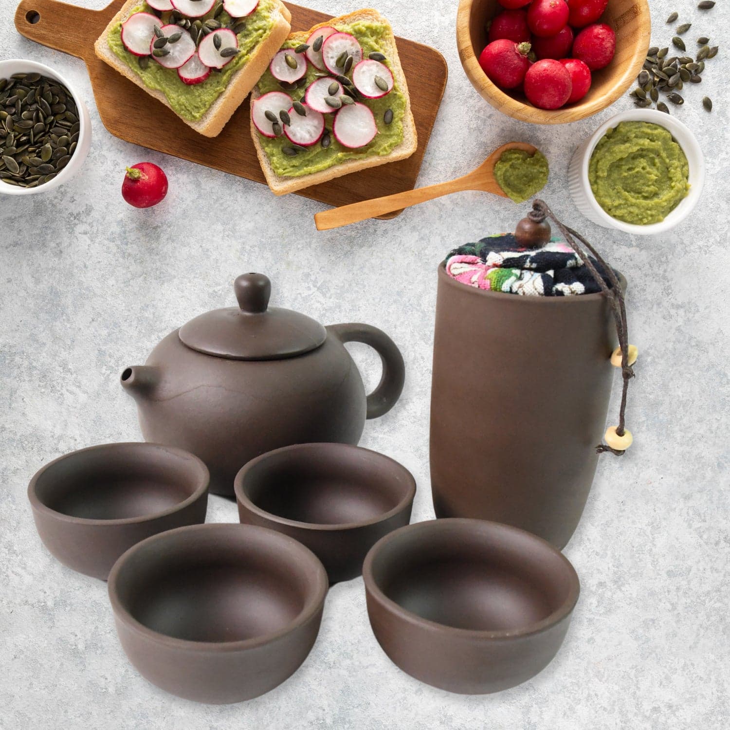 Portable Kung Fu Tea set with a portable travel bag (set of 6pcs) thumbnail 4