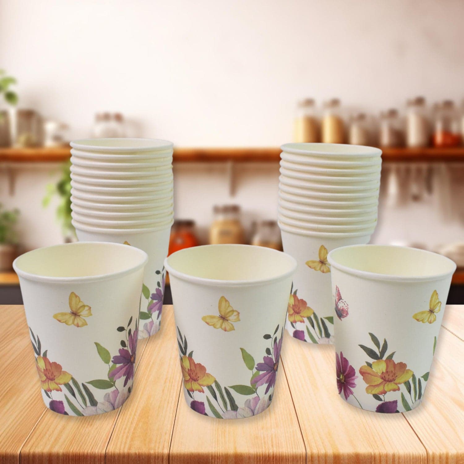 Disposable Paper Cups, Disposable Tea, Coffee Cups (24 Pcs Set / Mix Color & Design) thumbnail 1