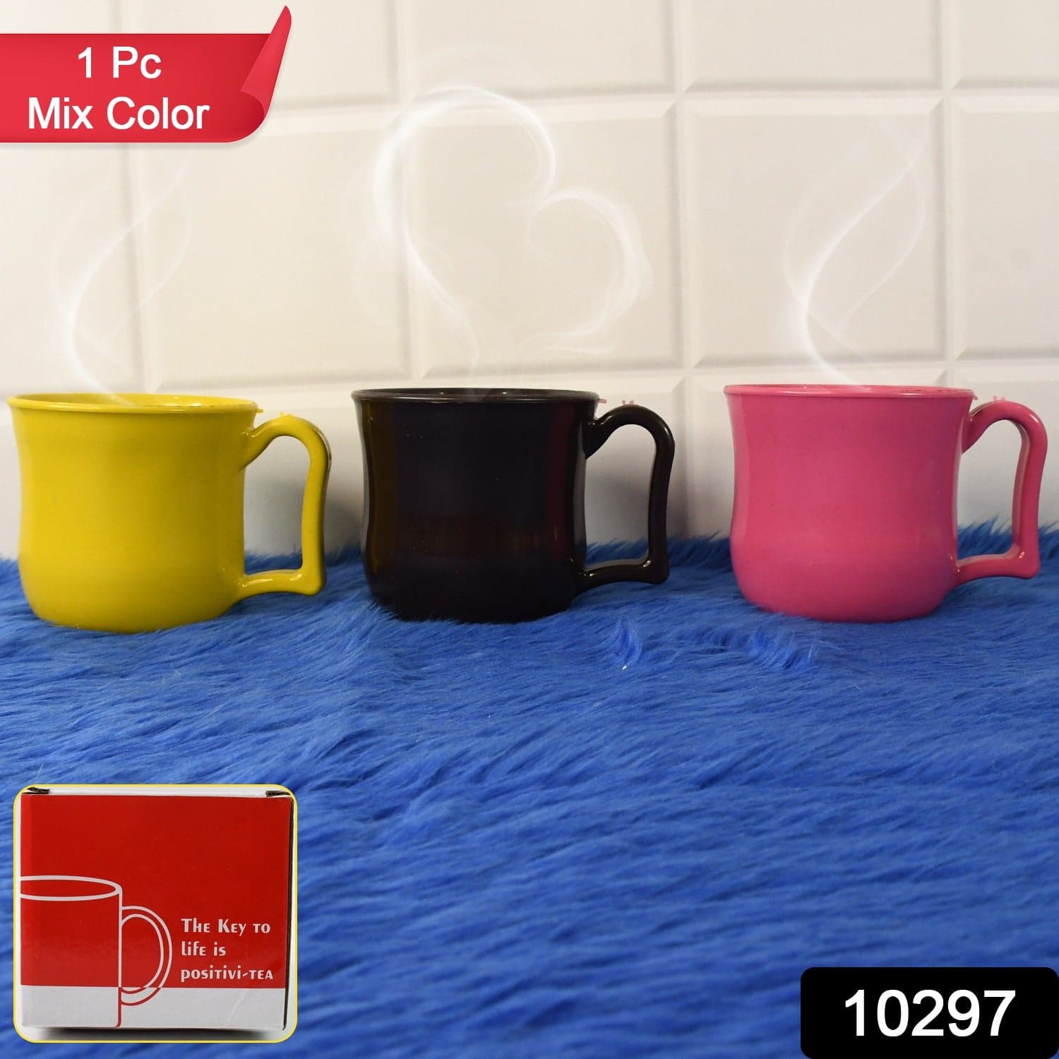 Premium Plastic Coffee / Tea Cups / Mug with Handle (1 Pc / With Color Box / Mix Color) thumbnail 4
