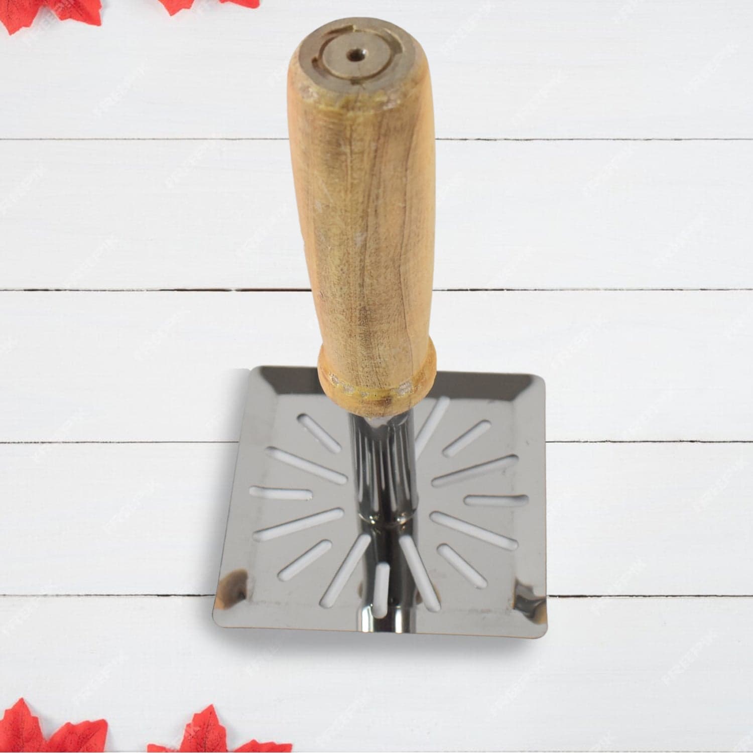 Kitchen Tools Wooden Handle Square Stainless Steel Potato Masher (1 Pc) thumbnail 5