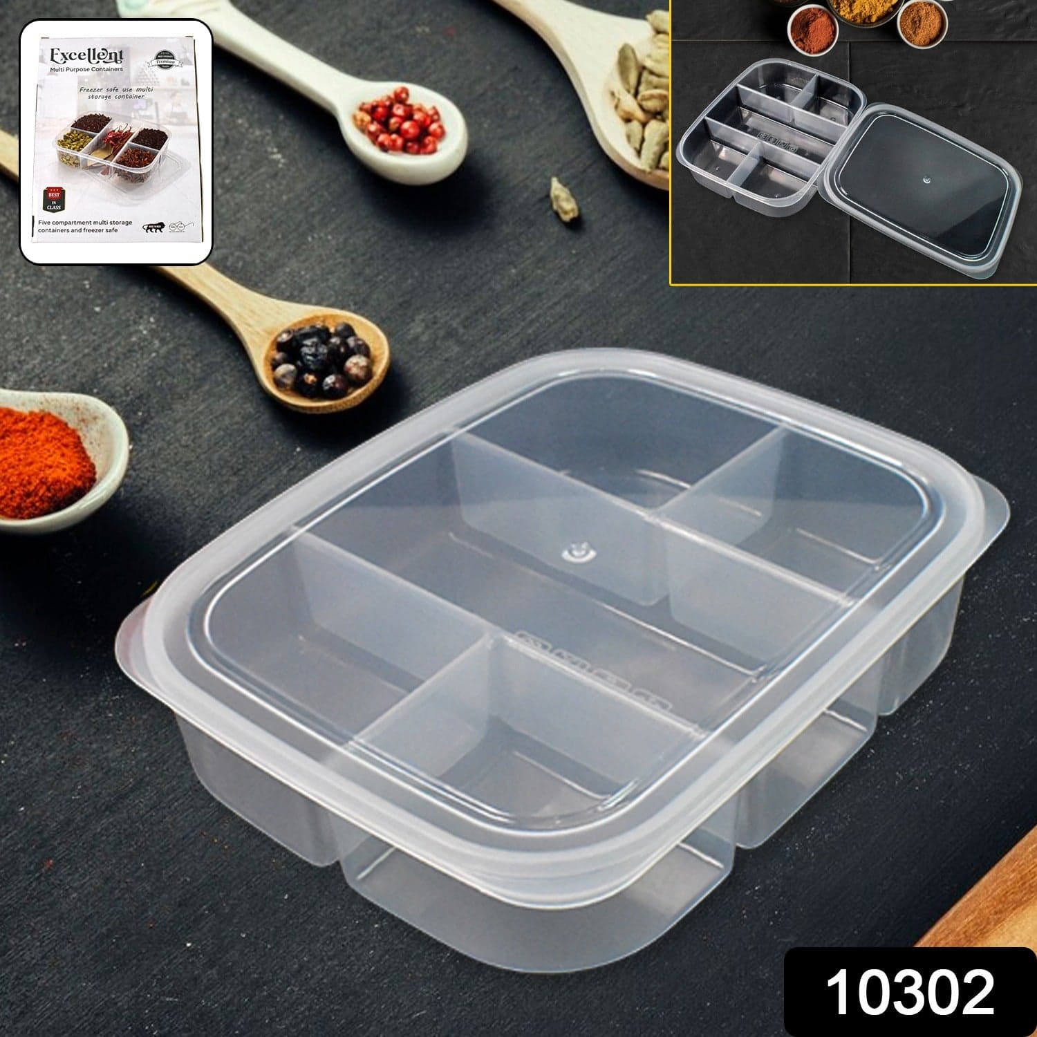 Plastic 5- Compartment Excellent container Reusable Lunch Box (1 Pc) thumbnail 2