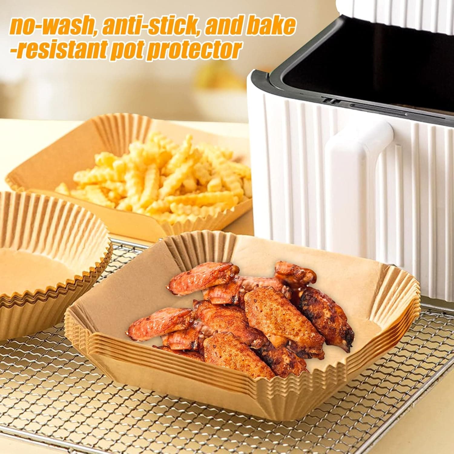Square Air Fryer Disposable Paper Liner (50 Pcs Set / 160mmx45mm) thumbnail 7