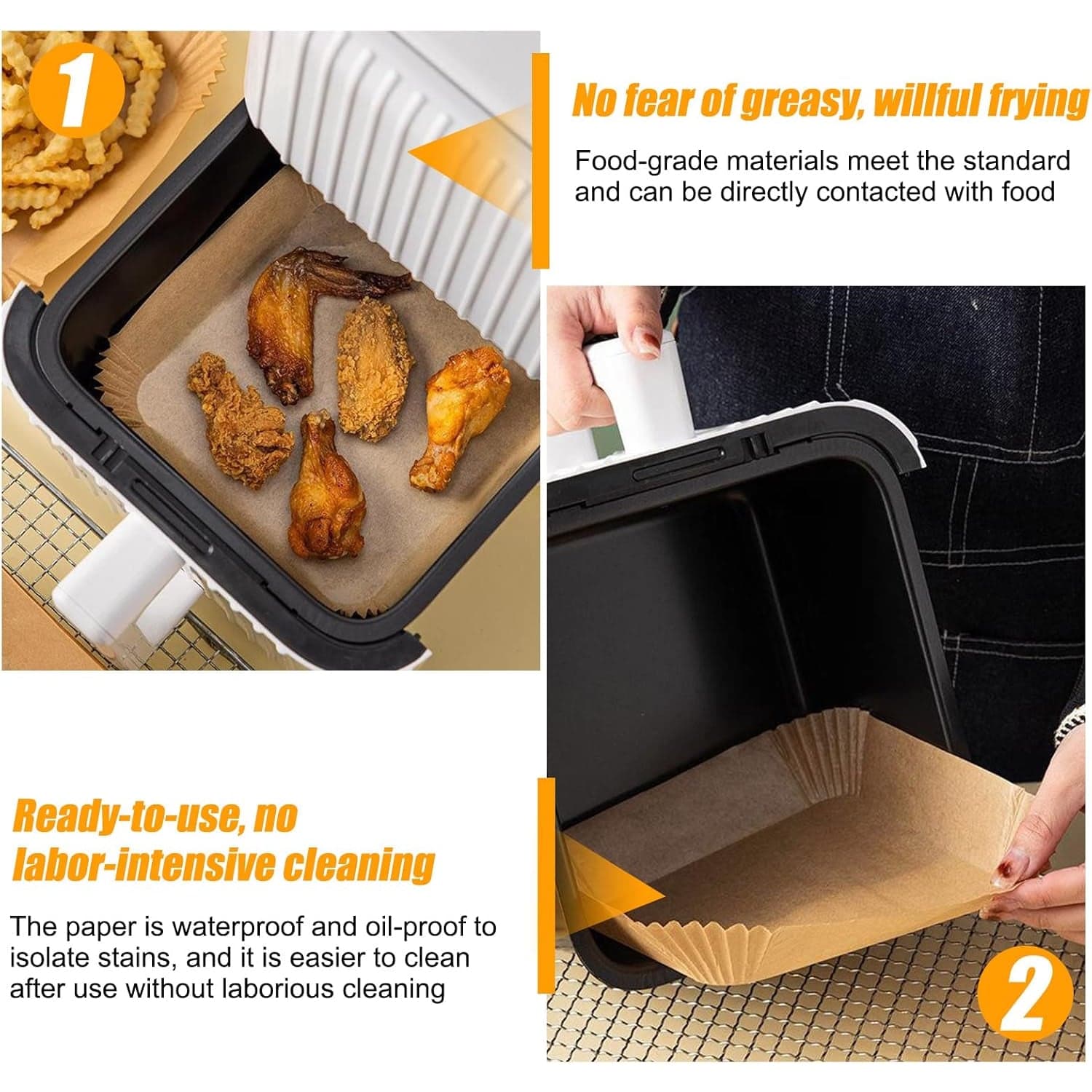 Square Air Fryer Disposable Paper Liner (50 Pcs Set / 160mmx45mm) thumbnail 9