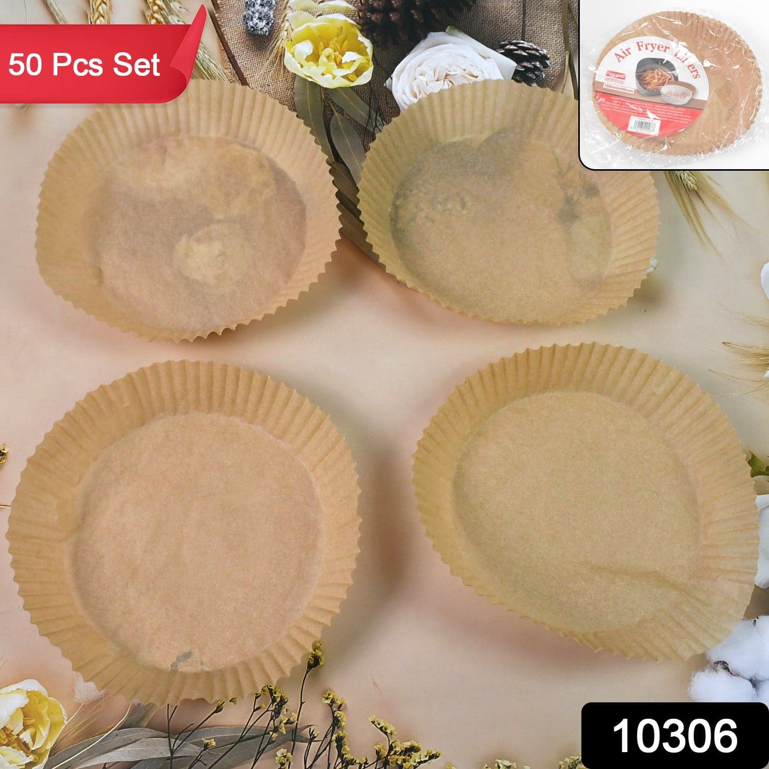 Round Air Fryer Disposable Paper Liner (50 Pcs Set / 160mmx45mm) thumbnail 2