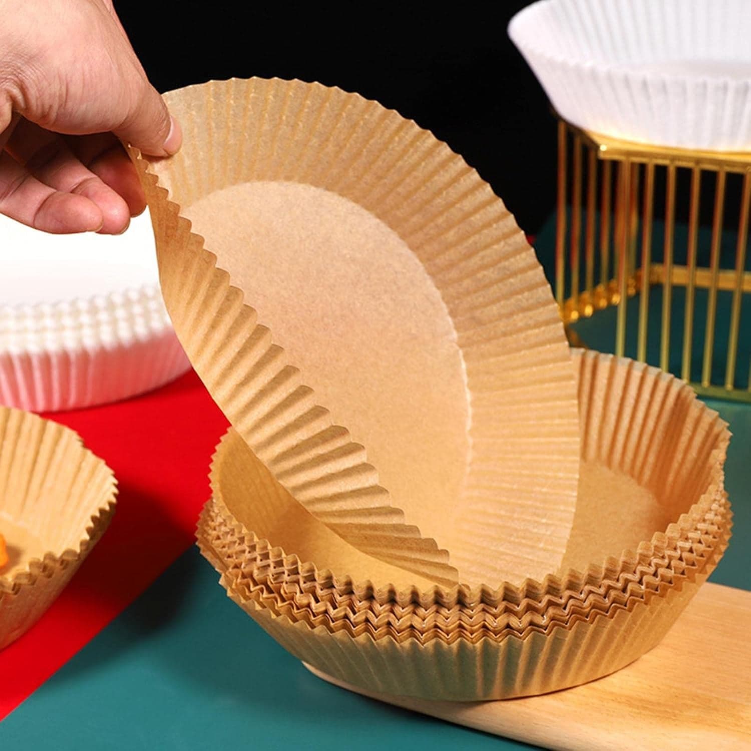 Round Air Fryer Disposable Paper Liner (50 Pcs Set / 160mmx45mm) thumbnail 3