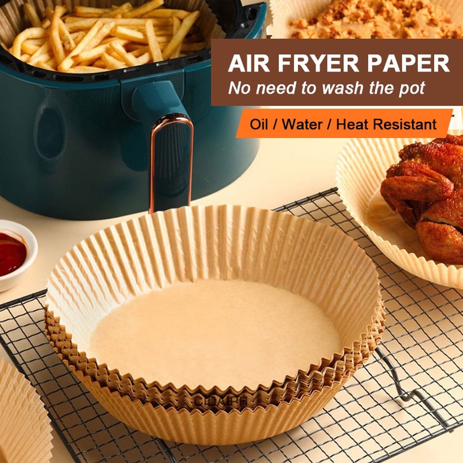 Round Air Fryer Disposable Paper Liner (50 Pcs Set / 160mmx45mm) thumbnail 8