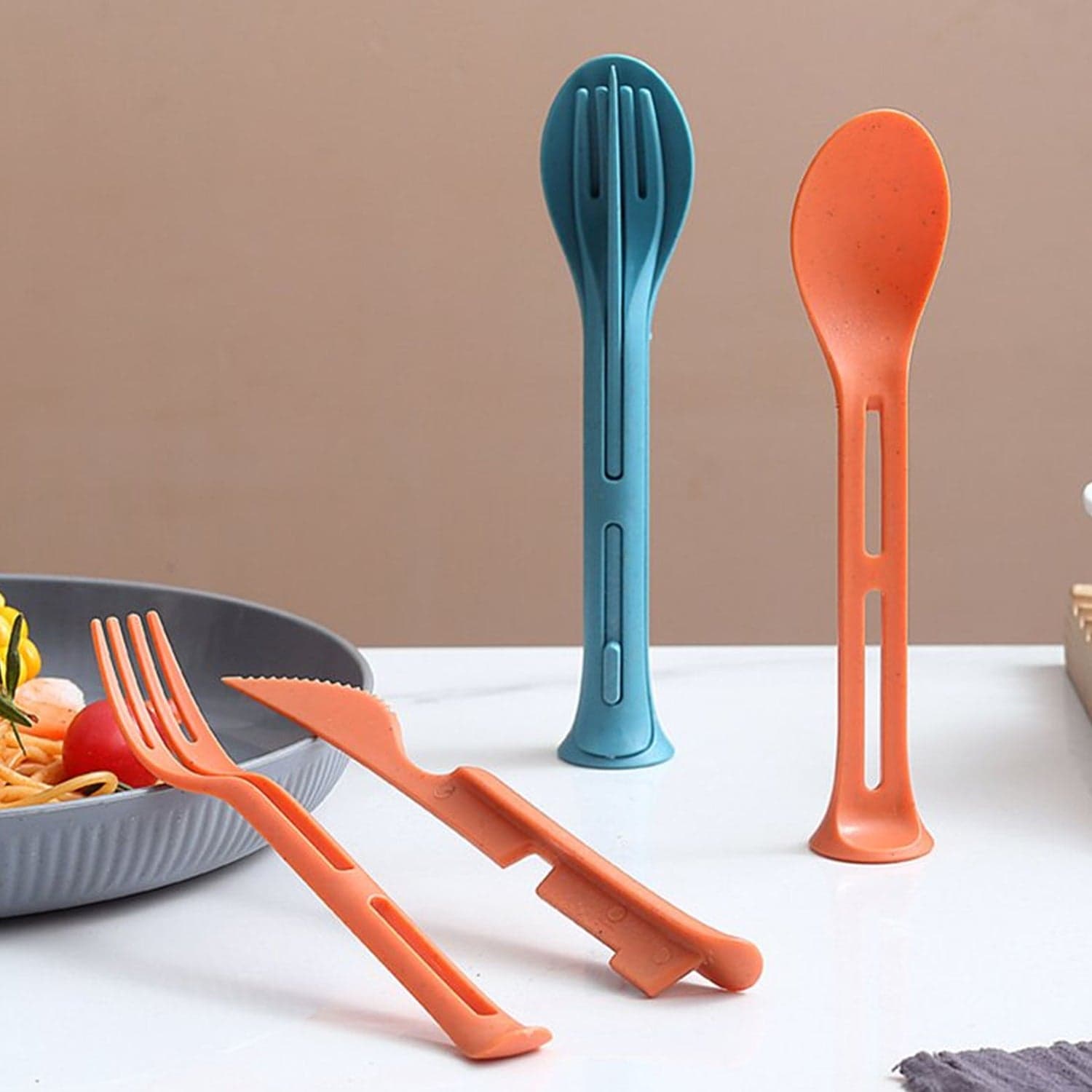 3 in 1 Reusable Spoon, Knife Forks Tableware, Spoon (3 Pcs Set) thumbnail 3