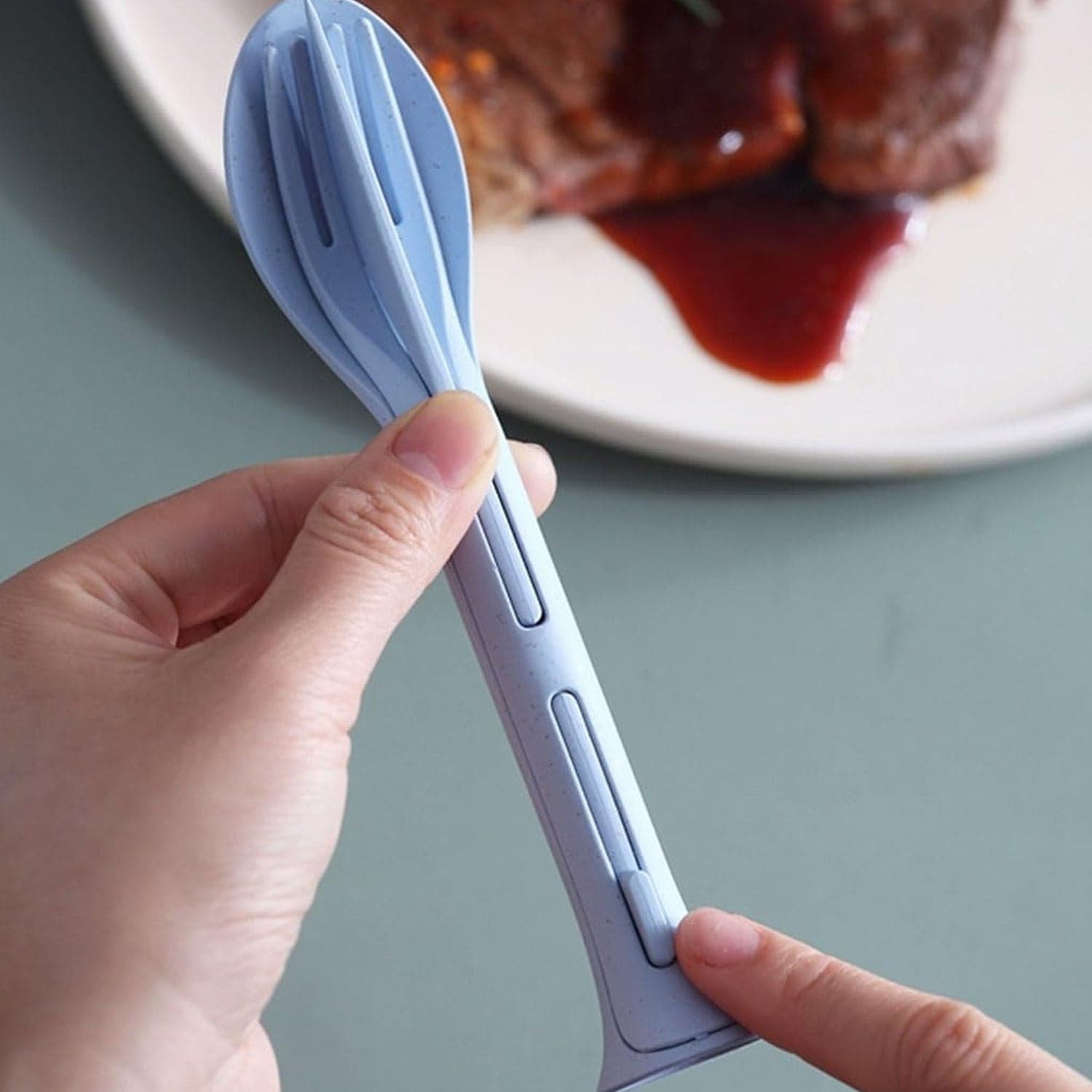 3 in 1 Reusable Spoon, Knife Forks Tableware, Spoon (3 Pcs Set) thumbnail 4