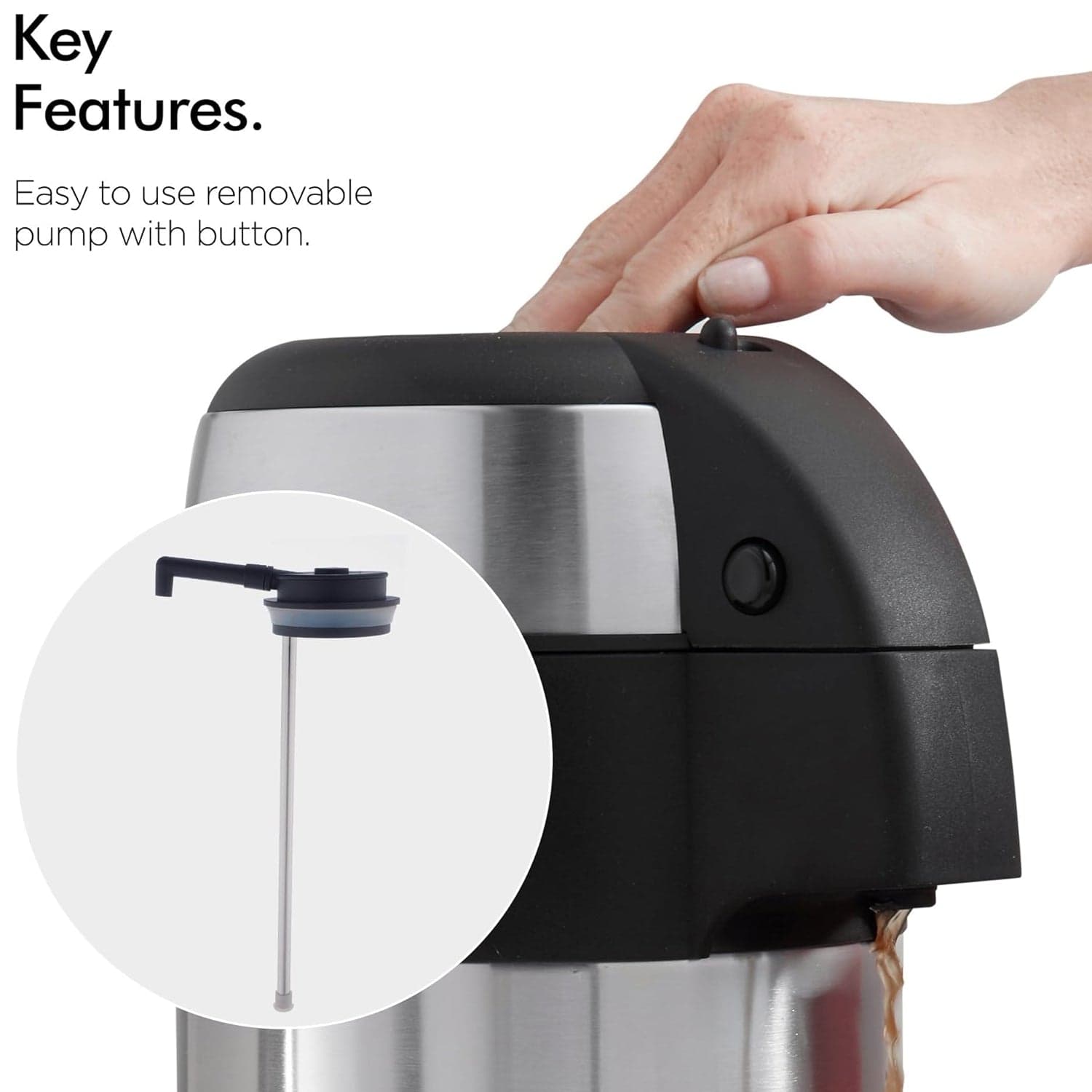 Beverage Dispenser Stainless Steel for Serving Tea and Coffee, Thermos steel (2500 ML) thumbnail 4
