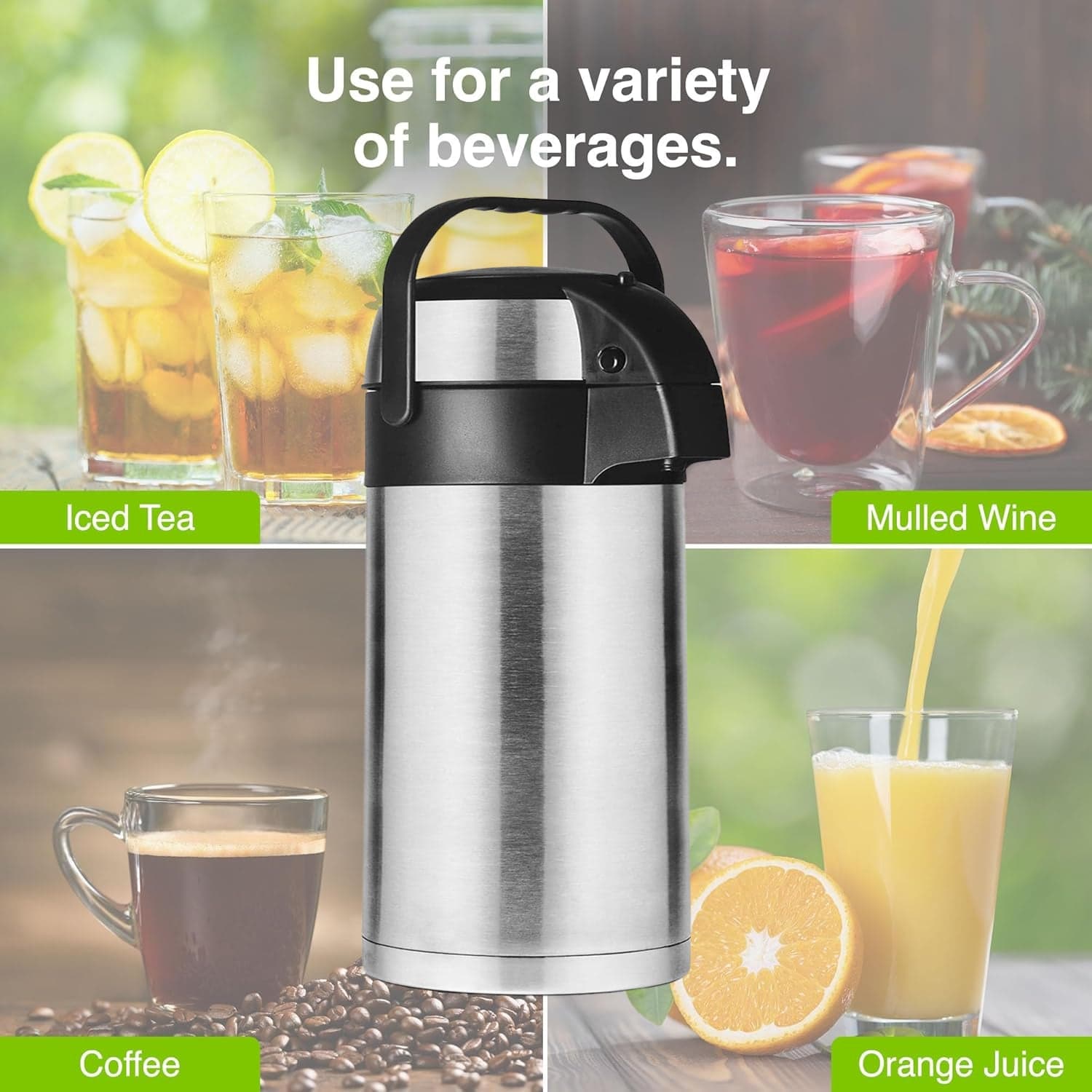 Beverage Dispenser Stainless Steel for Serving Tea and Coffee, Thermos steel (2500 ML) thumbnail 9