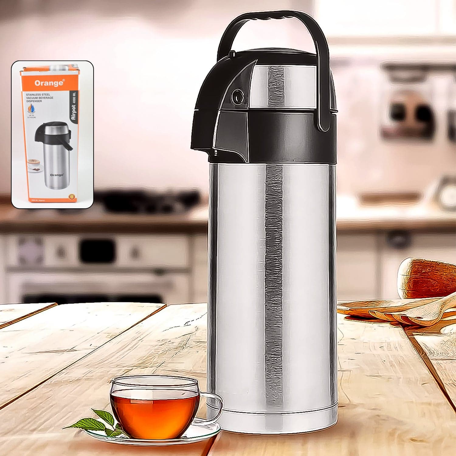 Beverage Dispenser Stainless Steel for Serving Tea and Coffee, Thermos steel (4000 ML) thumbnail 1