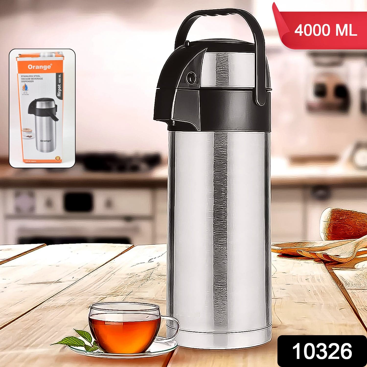 Beverage Dispenser Stainless Steel for Serving Tea and Coffee, Thermos steel (4000 ML) thumbnail 2