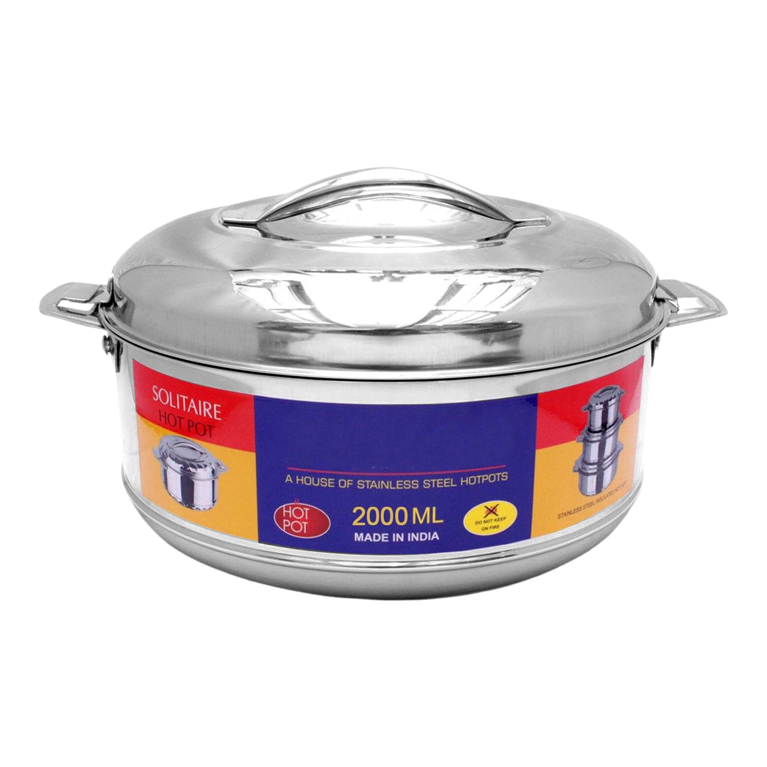 Royal Unique Hot Pot Stainless Steel Insulated Serving Casserole with Lid Handle (2000 ML) thumbnail 5