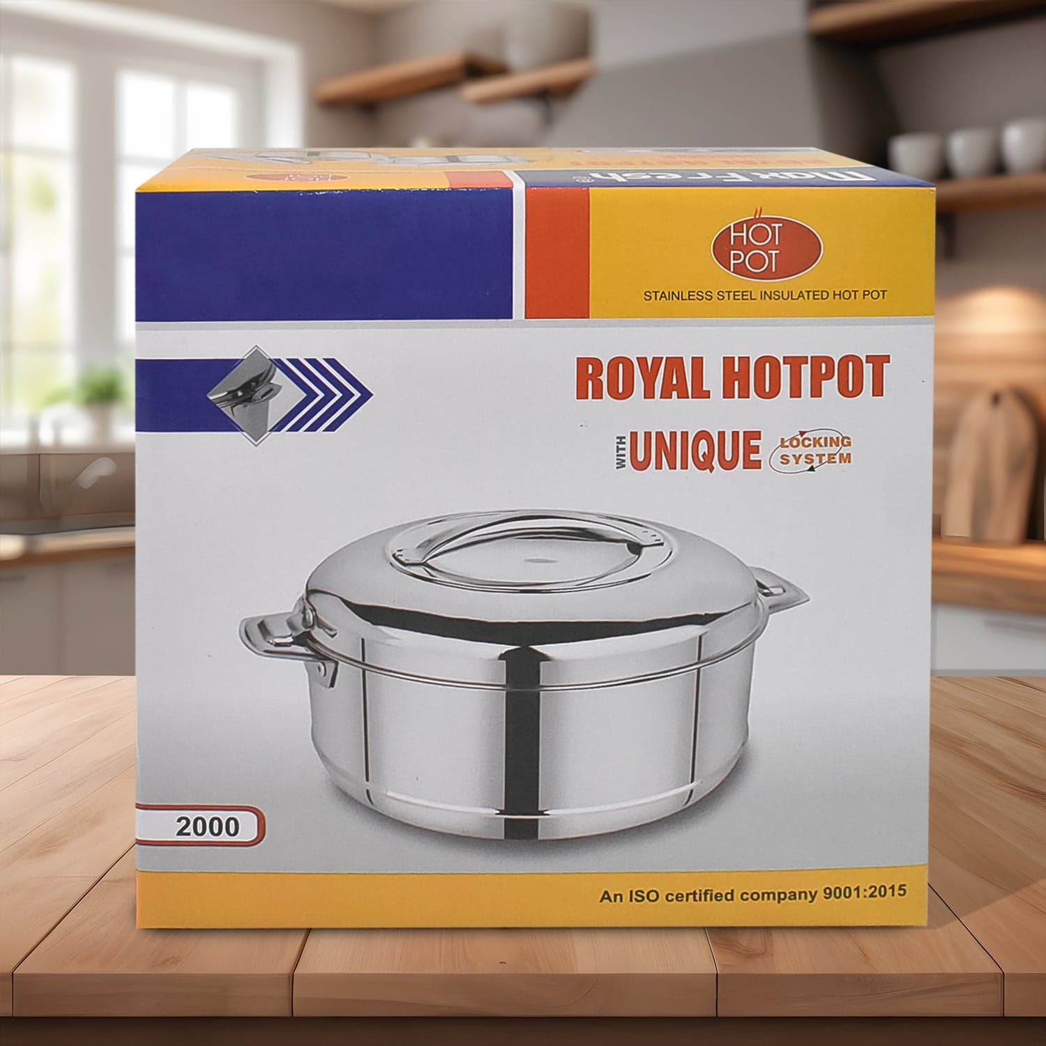 Royal Unique Hot Pot Stainless Steel Insulated Serving Casserole with Lid Handle (2000 ML) thumbnail 6