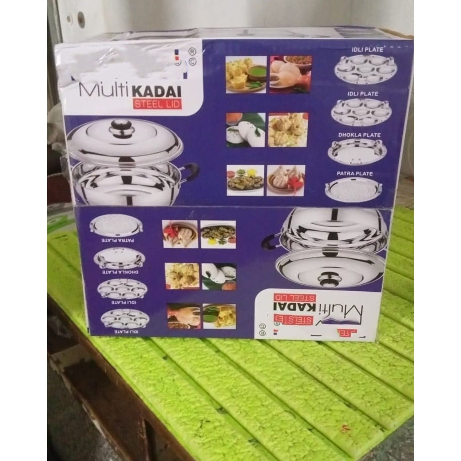 Stainless Steel Multi Kadai With 4 Plates In 1, 2 Idli Plates, 1 Dhokla Plate, 1 Patra Plate, 1 Kadai With 1 Lid (6 Pcs Set) thumbnail 7