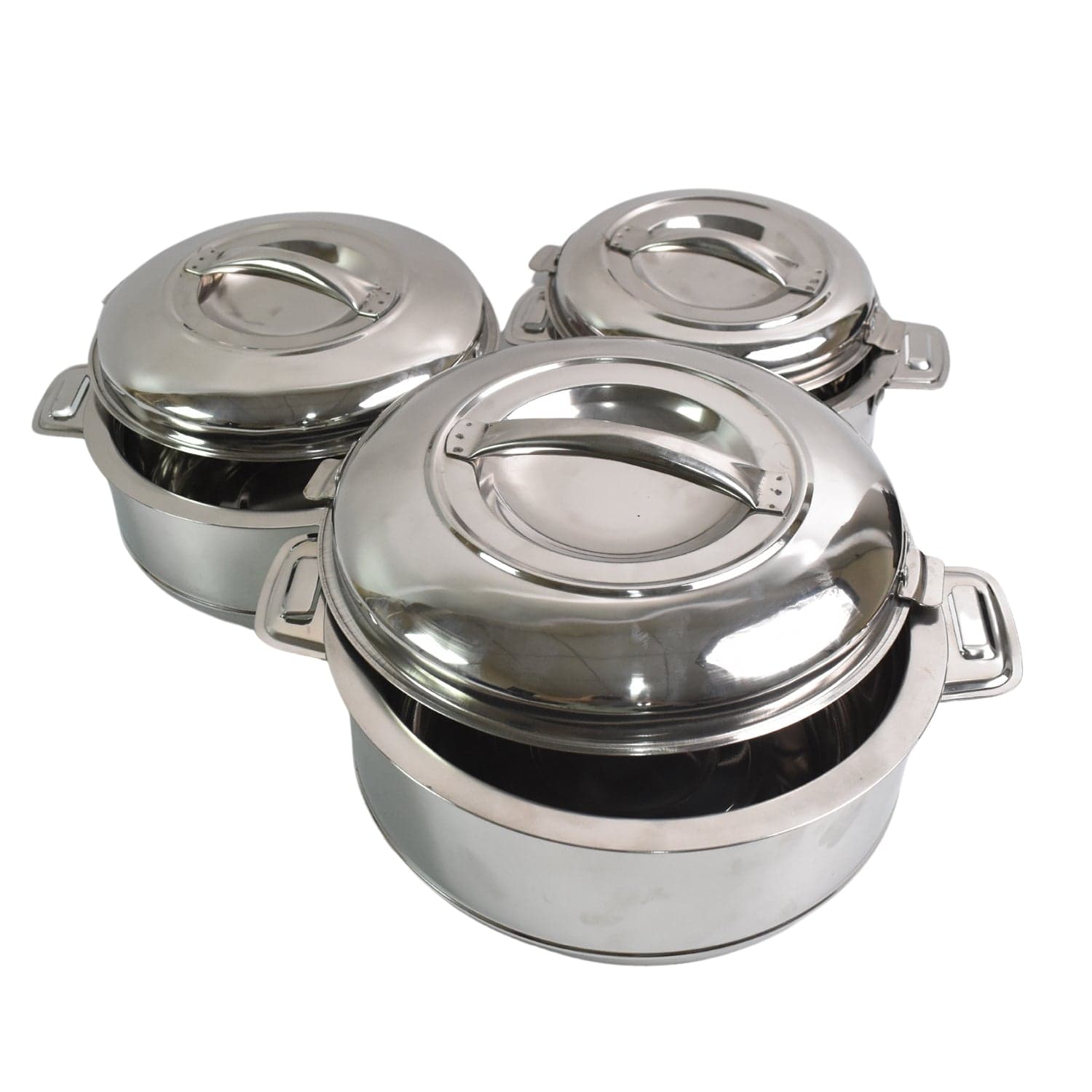 Royal Unique Hot Pot Stainless Steel Insulated Serving Casserole with Lid & Handle (3 pcs Set) thumbnail 5