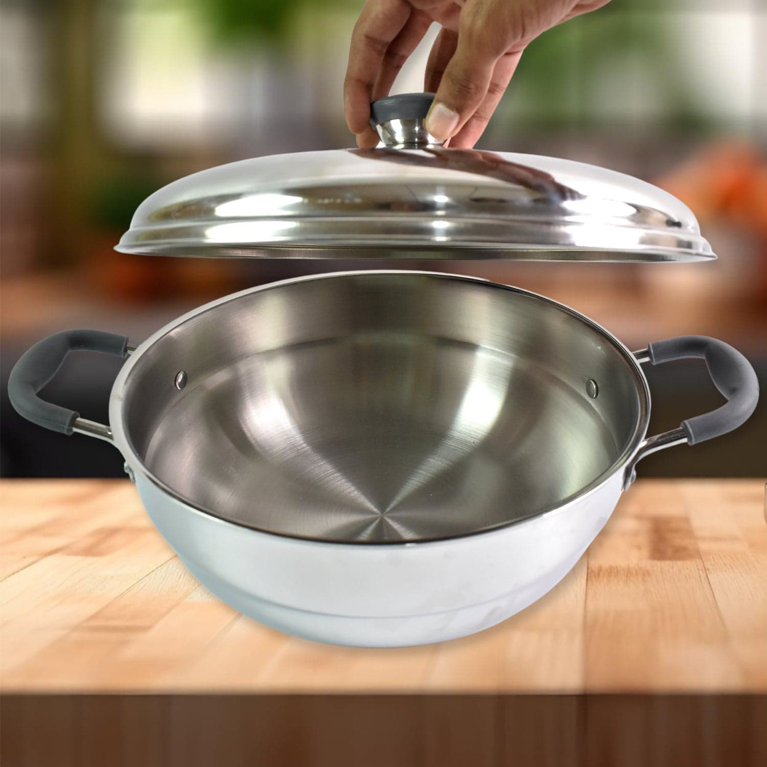 Stainless Steel Triply Multi Kadai Idli, Dhokla, Patra, Mini Idli Plates, Kadai With Lid (8 Pcs Set / Free Glass Transparent Lid) thumbnail 3