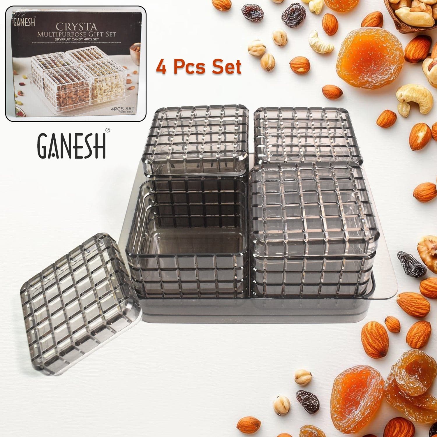 Ganesh Multipurpose Gift Set, Dry fruit (4 Pcs Set / With Tray) thumbnail 1
