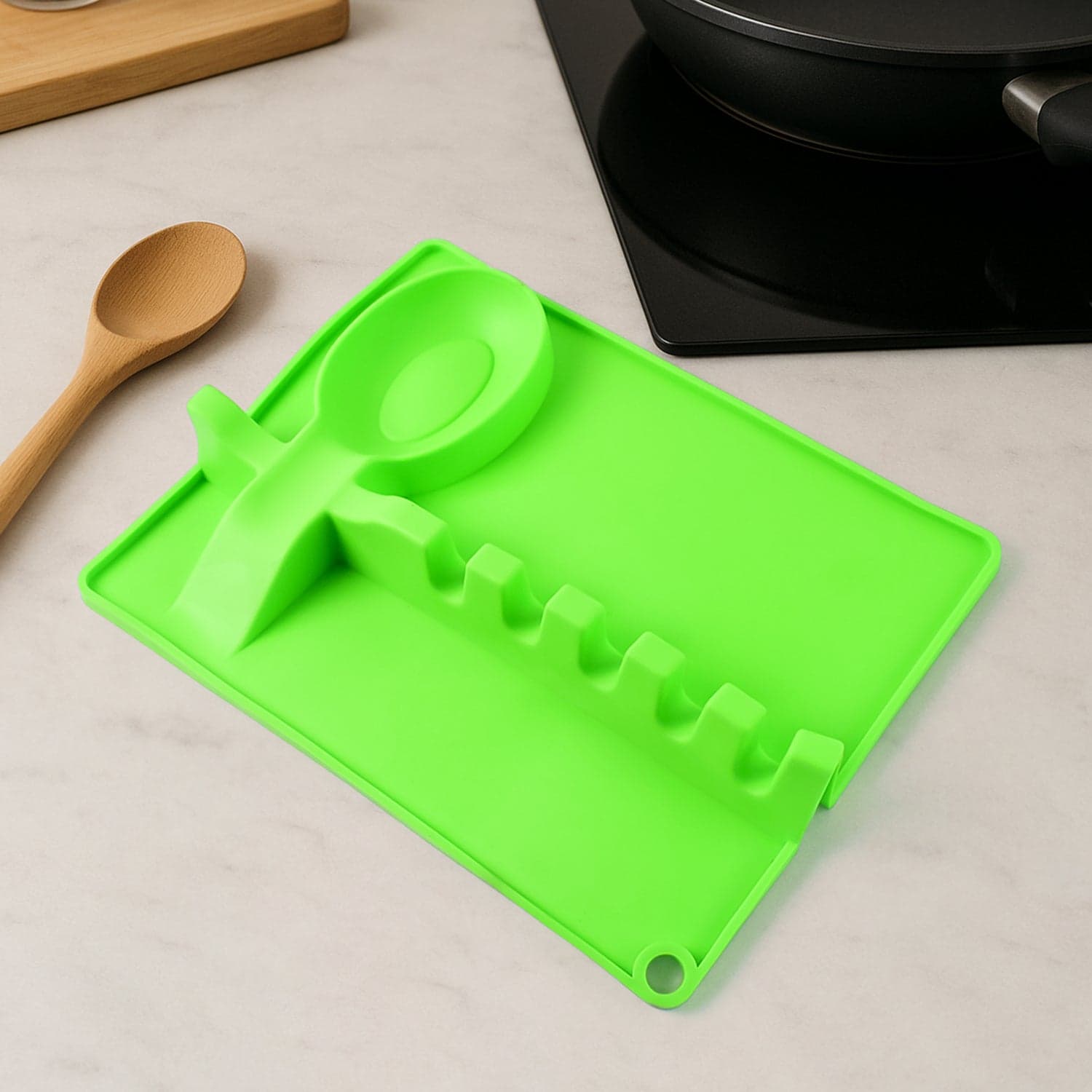 4-Slots Silicone Multifunctional Spoon Holders Fork Spatula Rack (1 Pc) thumbnail 1