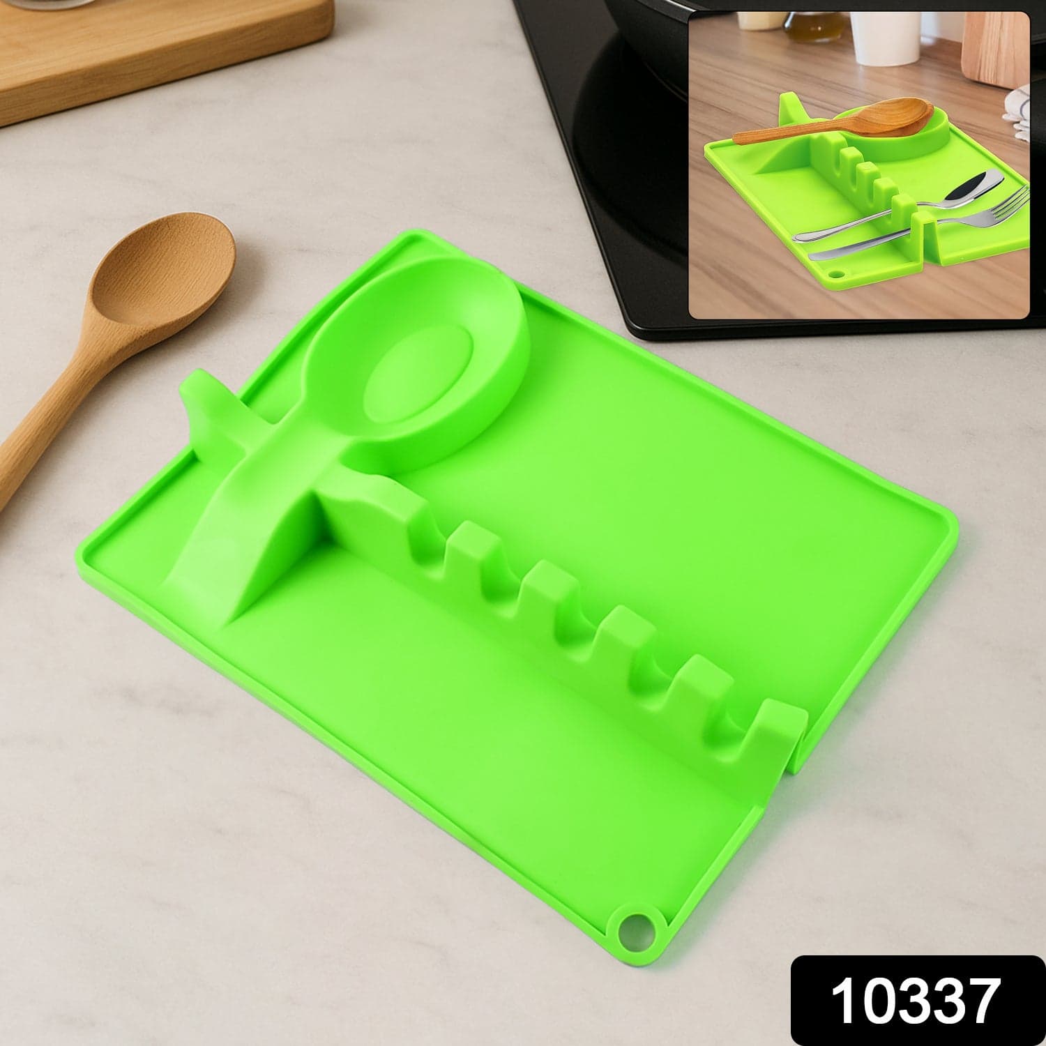 4-Slots Silicone Multifunctional Spoon Holders Fork Spatula Rack (1 Pc) thumbnail 2