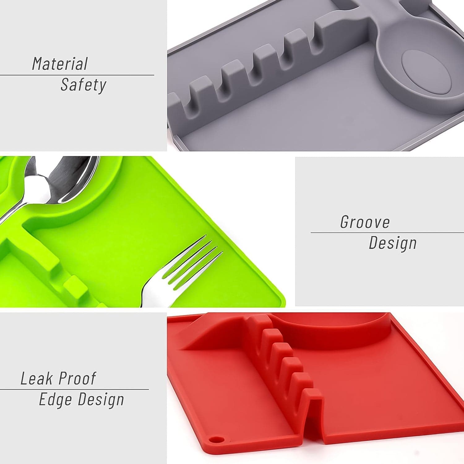 4-Slots Silicone Multifunctional Spoon Holders Fork Spatula Rack (1 Pc) thumbnail 4