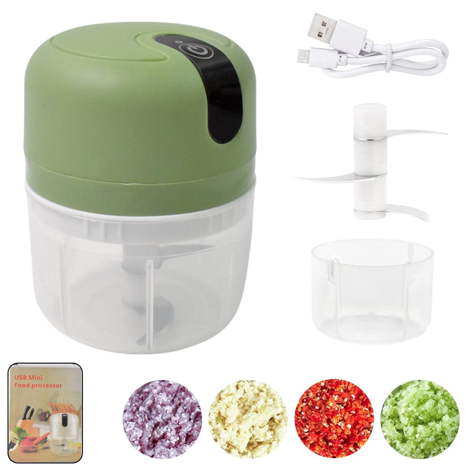 Wireless USB Rechargeable Mini Electric Garlic Machine / Chopper 3 Blades (250Ml) thumbnail 4