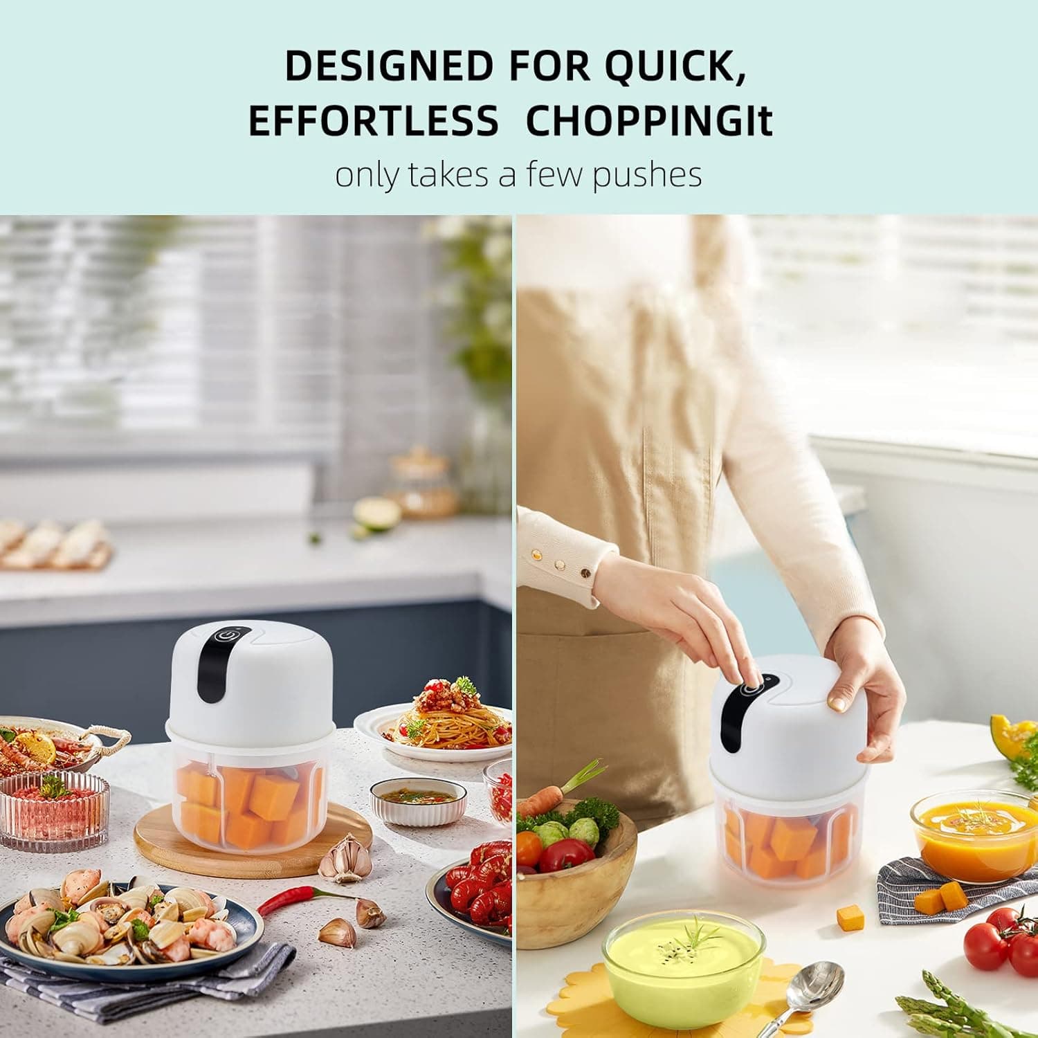 Wireless USB Rechargeable Mini Electric Garlic Machine / Chopper 3 Blades (250Ml) thumbnail 8