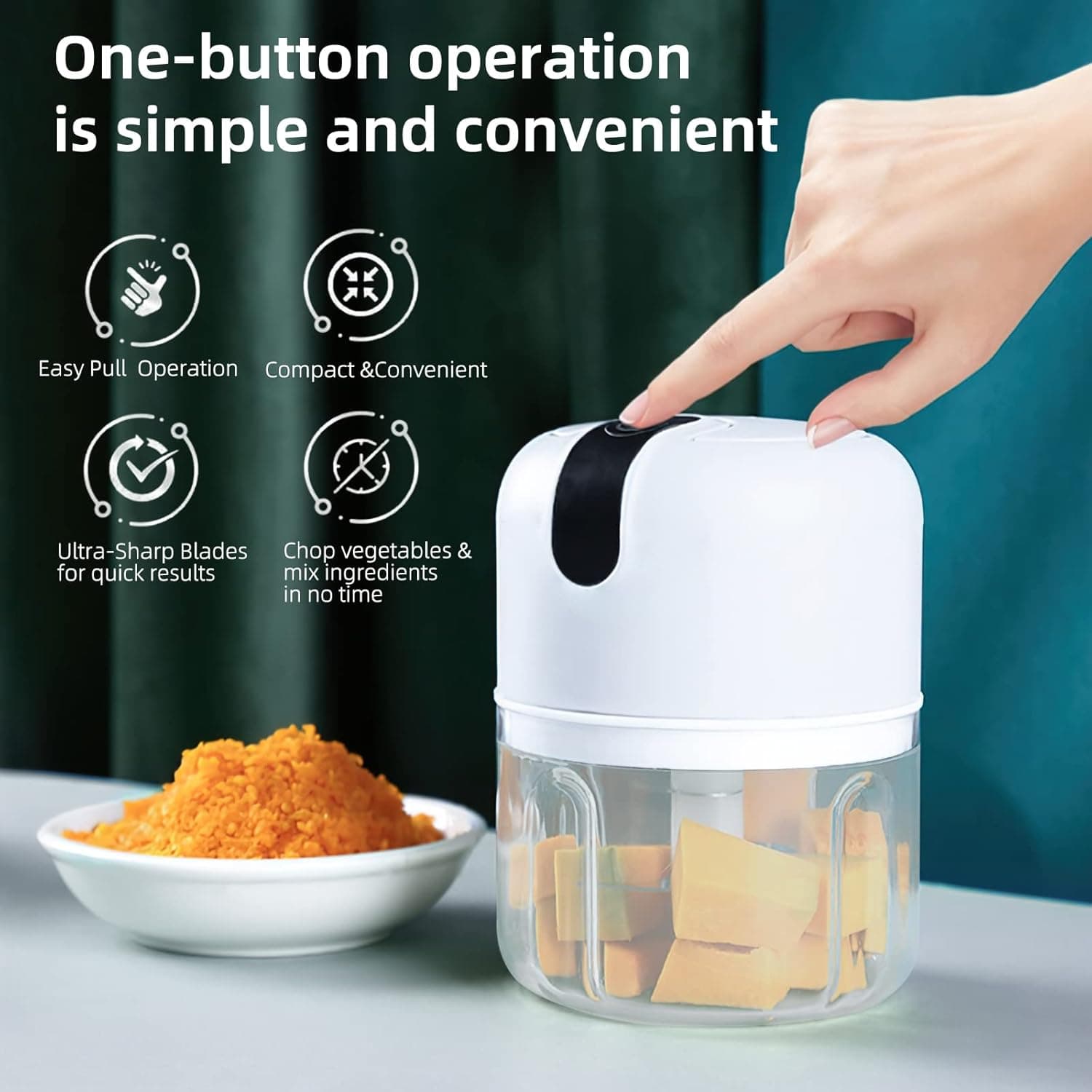 Wireless USB Rechargeable Mini Electric Garlic Machine / Chopper 3 Blades (250Ml) thumbnail 10