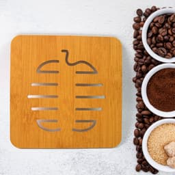 Square Bamboo Wood Table Place mat Hot Pot Cup Mat Tea Coaster(14—14 Cm / 1 Pc)