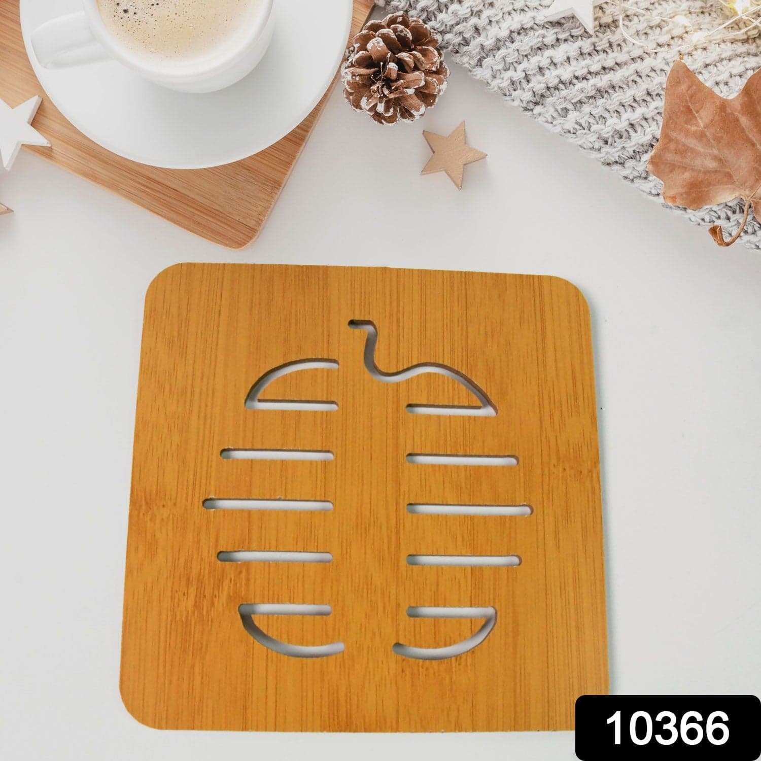 Square Bamboo Wood Table Place mat Hot Pot Cup Mat Tea Coaster(14—14 Cm / 1 Pc) thumbnail 2
