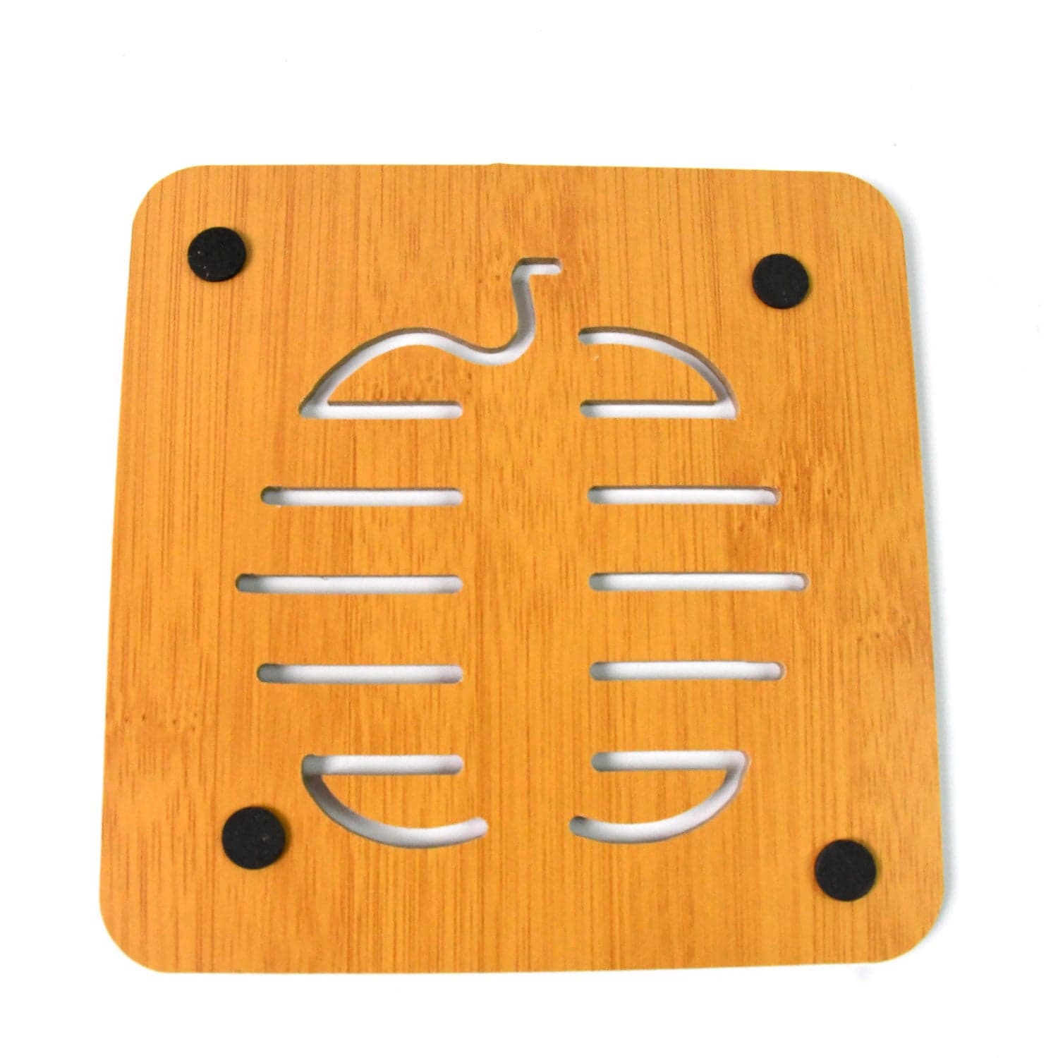 Square Bamboo Wood Table Place mat Hot Pot Cup Mat Tea Coaster(14—14 Cm / 1 Pc) thumbnail 3