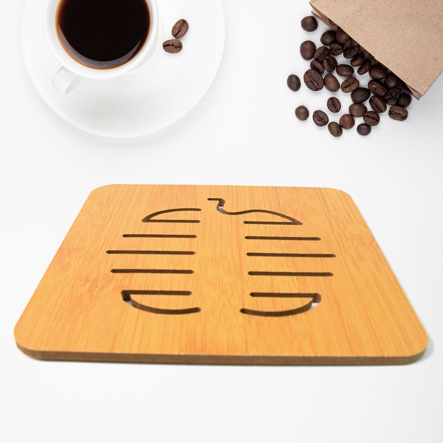 Square Bamboo Wood Table Place mat Hot Pot Cup Mat Tea Coaster(14—14 Cm / 1 Pc) thumbnail 5