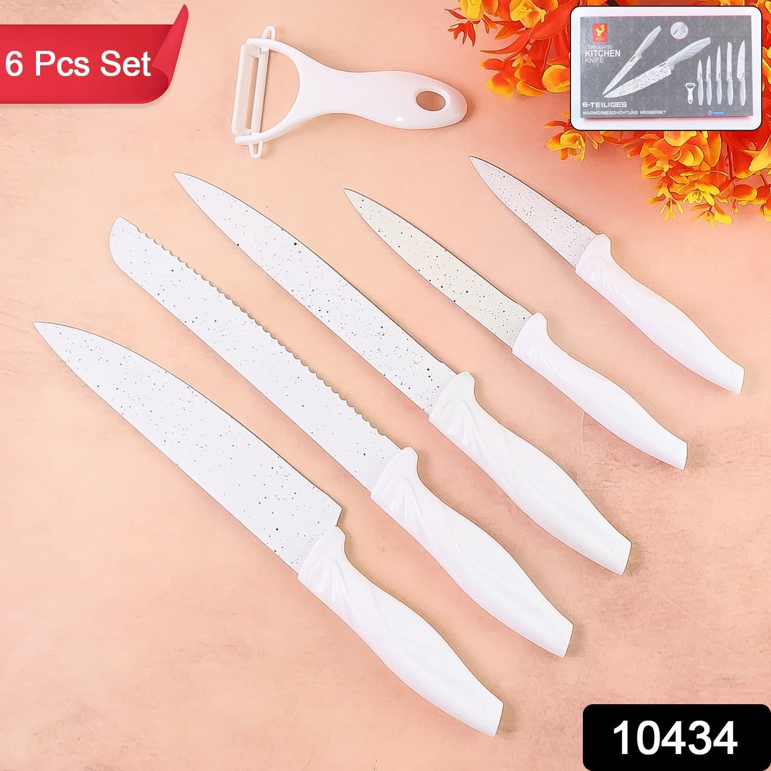 Marble Coated Stainless Steel Kitchen Knife Set 6 Pc thumbnail 1