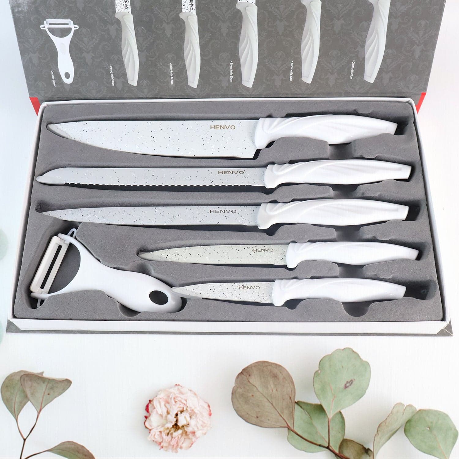 Marble Coated Stainless Steel Kitchen Knife Set 6 Pc thumbnail 3