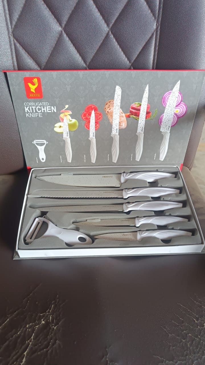 Marble Coated Stainless Steel Kitchen Knife Set 6 Pc thumbnail 7
