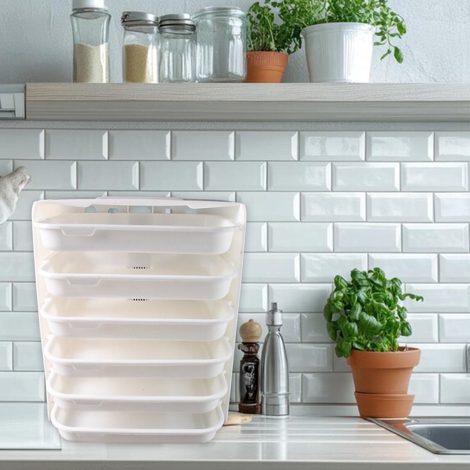 Plastic 6 Layer Wall-Mounted Food Organizer Rack (1 Set) thumbnail 3