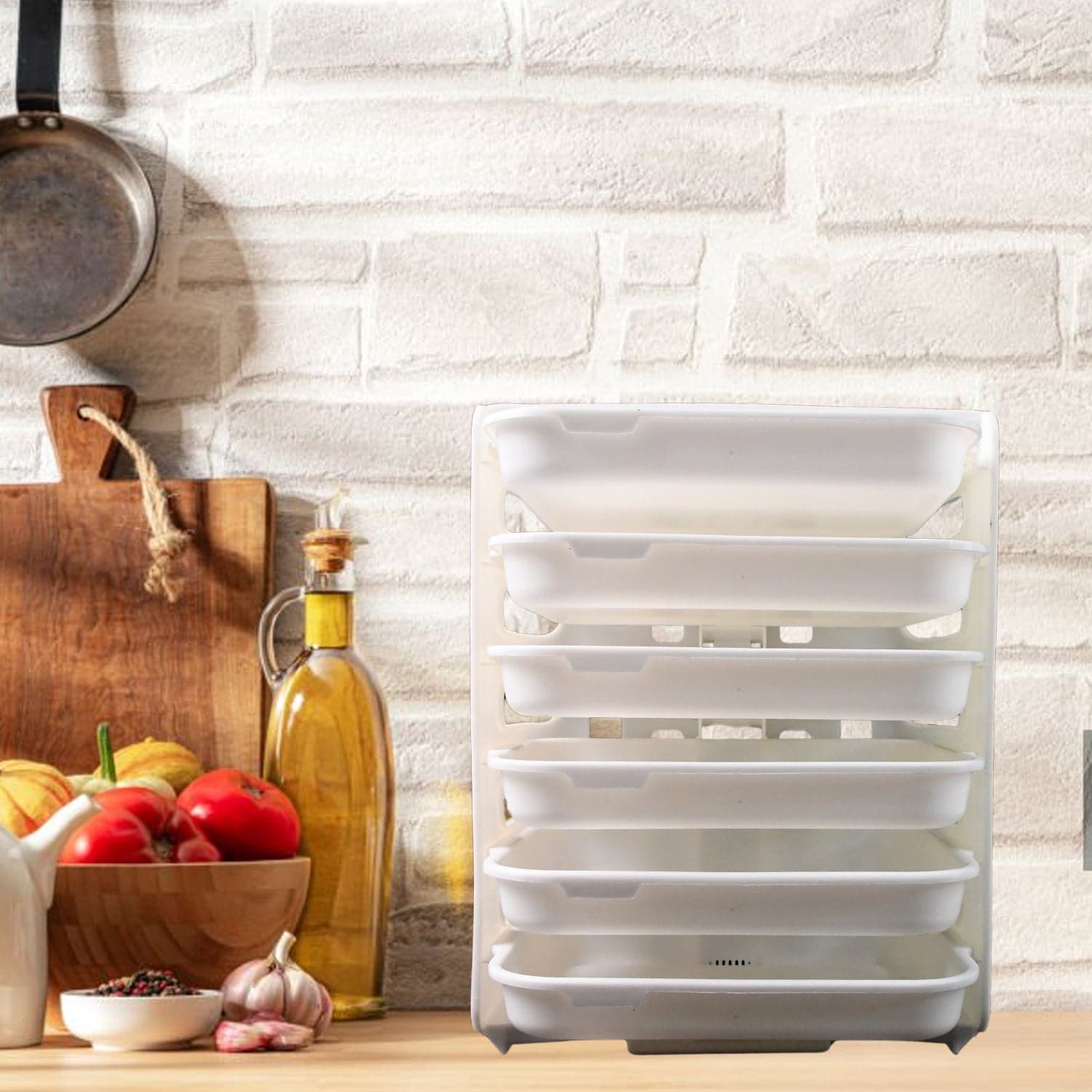 Plastic 6 Layer Wall-Mounted Food Organizer Rack (1 Set) thumbnail 7