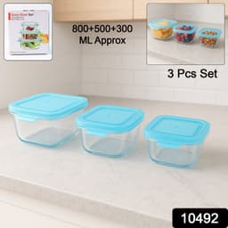 Glass Bowl With Pla Lid 3Pc