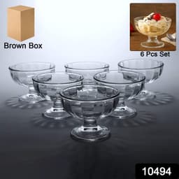Premium Glass Ice Cream Dessert Bowl 6 Pc Set