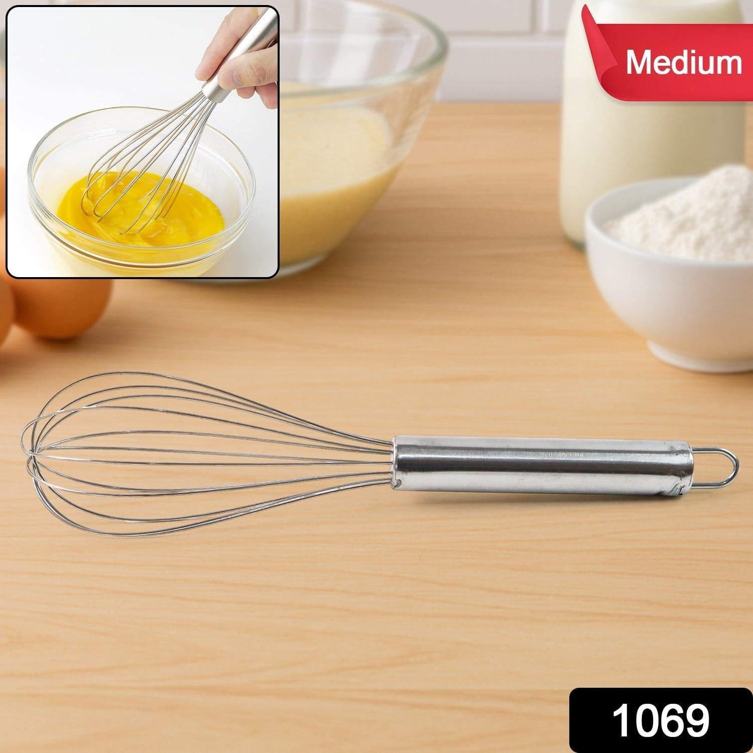 Medium Stainless Steel Balloon Whisk 24Cm 1 Pc thumbnail 1