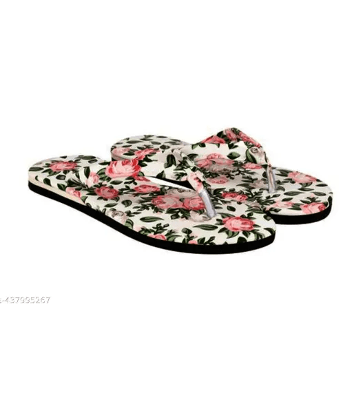 LifeO New Multicolor Printed Thong Flip-flops For Women & Girls White Color thumbnail 1