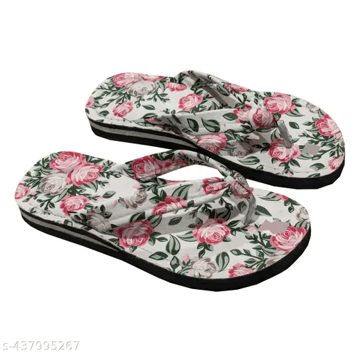 LifeO New Multicolor Printed Thong Flip-flops For Women & Girls White Color thumbnail 2