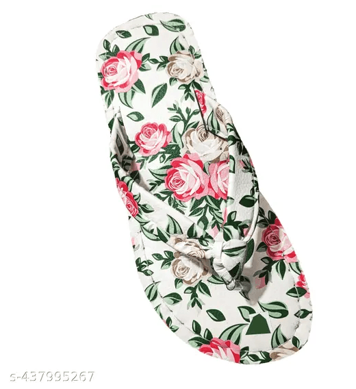 LifeO New Multicolor Printed Thong Flip-flops For Women & Girls White Color thumbnail 3